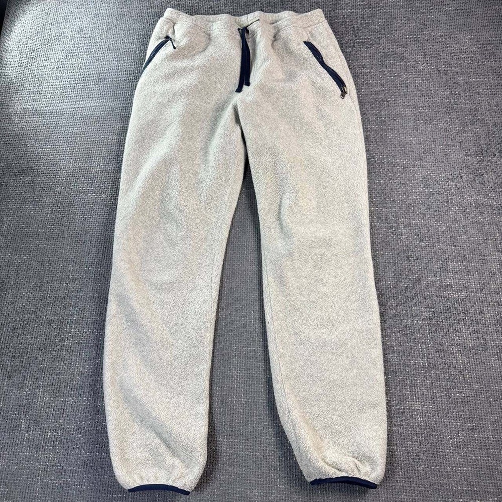 Patagonia Synchilla Fleece Pants Unisex Medium Oatmeal Navy Blue Joggers